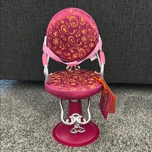 Our Generation Pink and Orange Salon Chair, compatible with American Girl Dolls